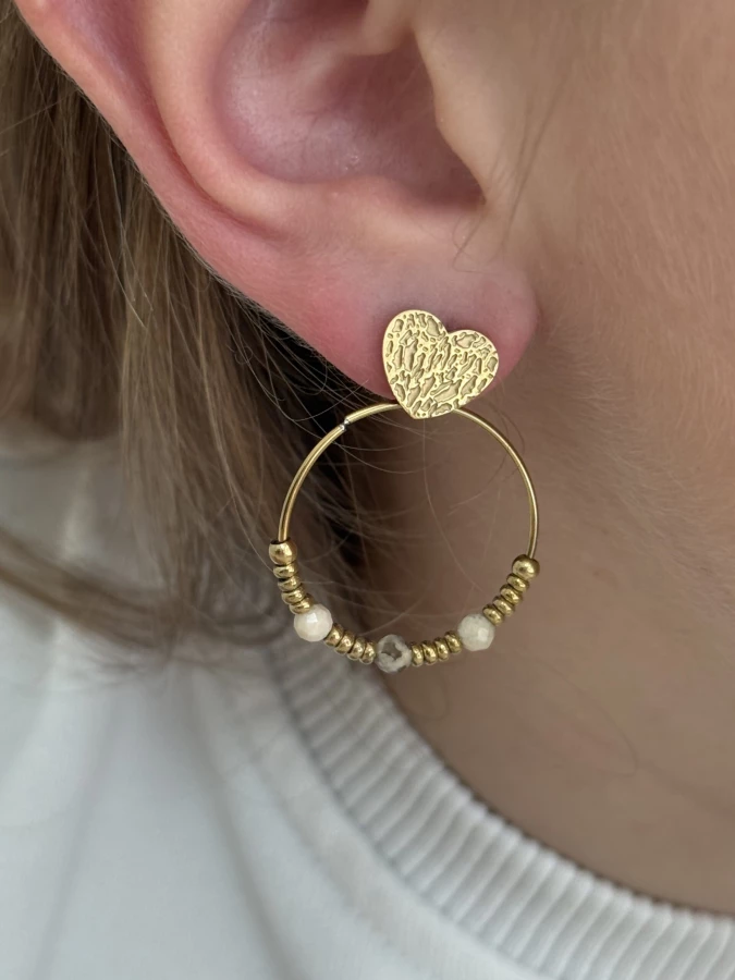 Boucles d'oreilles pendantes dorées avec coeur Nakupenda